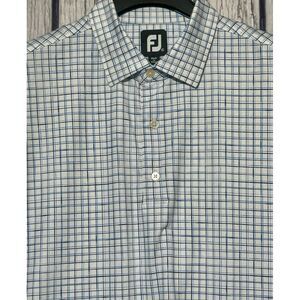 Footjoy Golf Shirt White Graph‎ Check Plaid Performance Brandermill Mens XL Mint